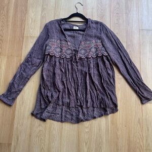O’Neill size XS open boho cardigan shirt Women's Bohemian Embroidered Top